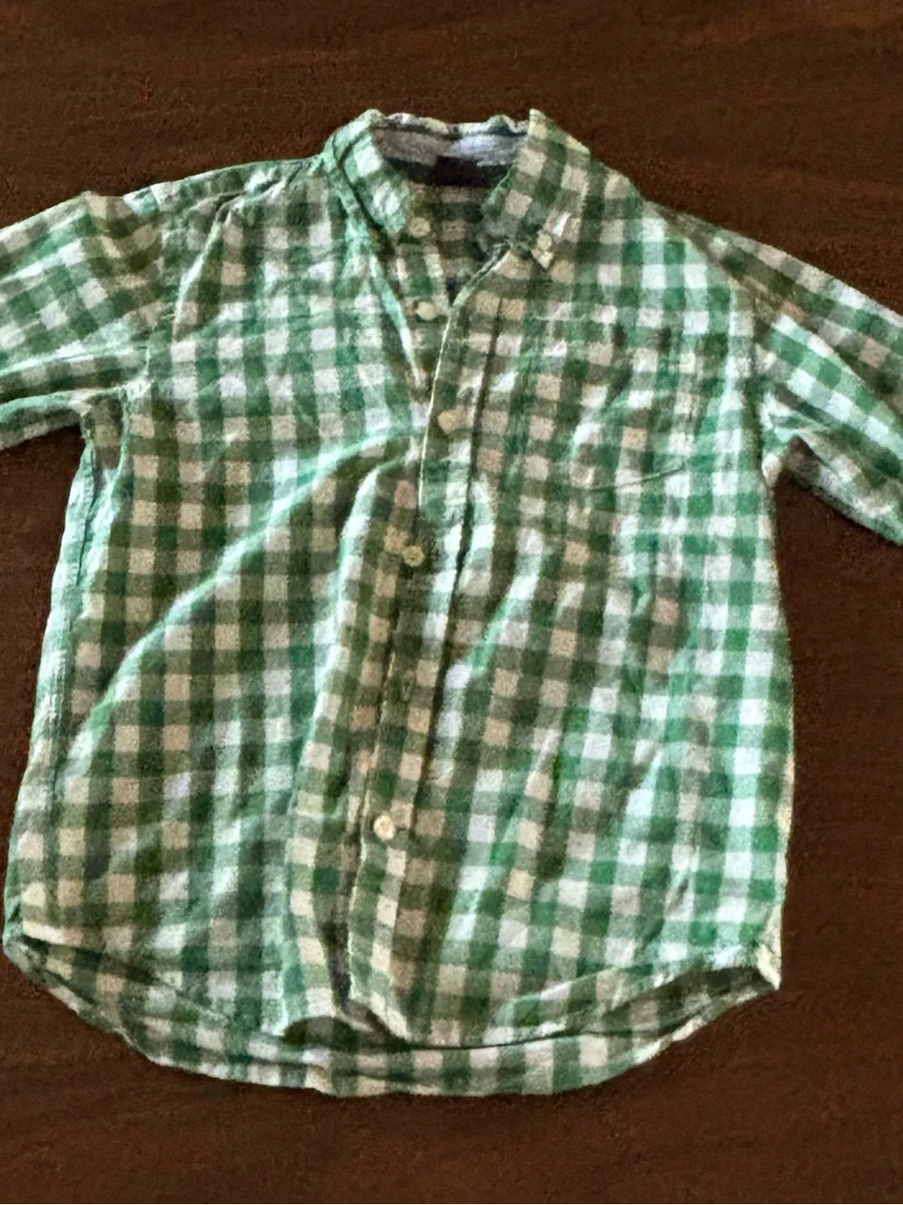 GAP Green and White Plaid Button-Down Shirt